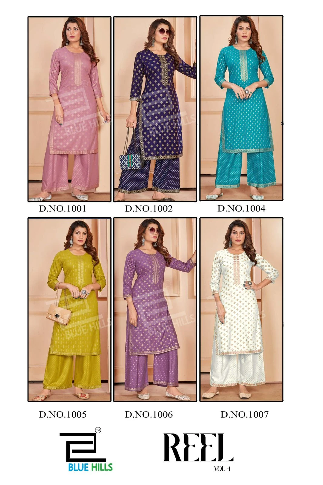 Blue Hills Reel Rayon 14Kg Wholesale Kurti with Palazzo Catalog — Wholesale Kurtis, Blue Hills wholesale from Surat — Photo 7